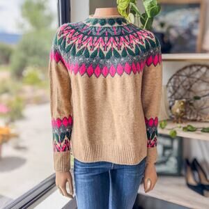 Vince Camuto, Fair Isle CeCe Soft Mock Neck Fall Winter Sweater, Women's Small